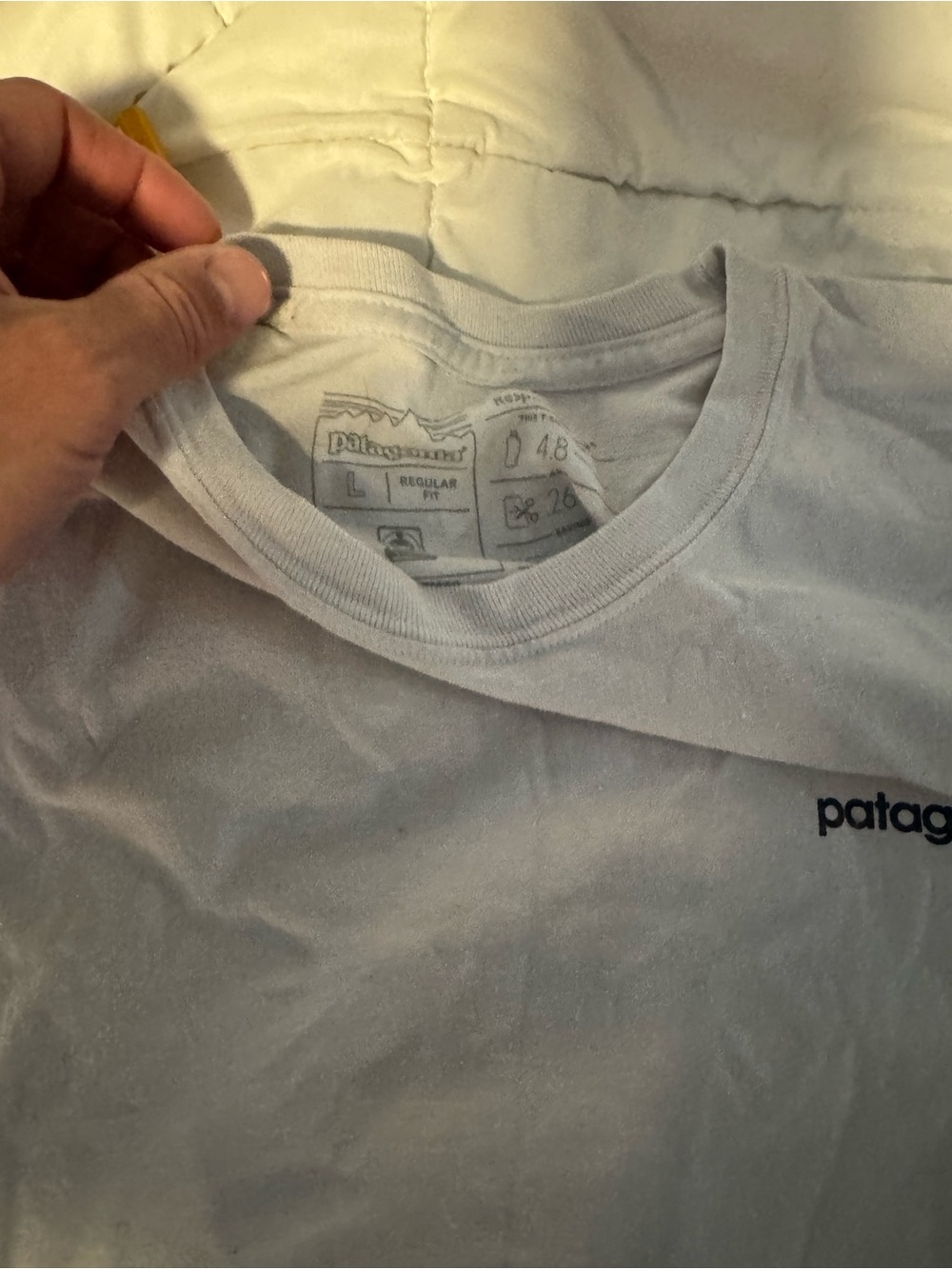 Patagonia White Short Sleeve Crew Neck Tee with Subtle Logo